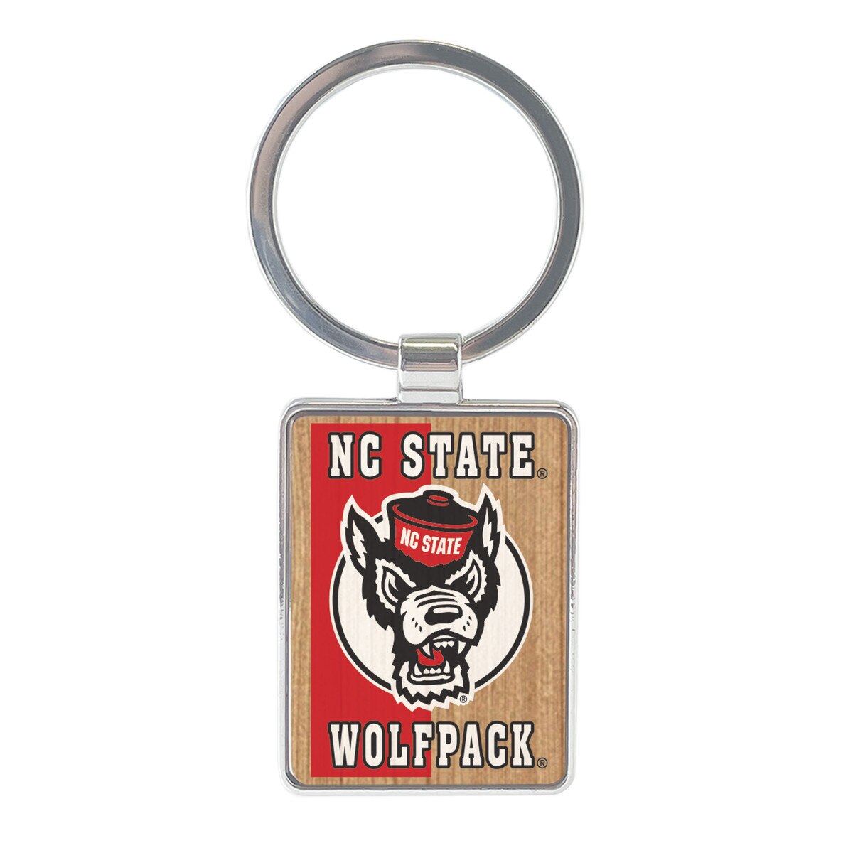 Key Tag Rectangle Wood With Chrome